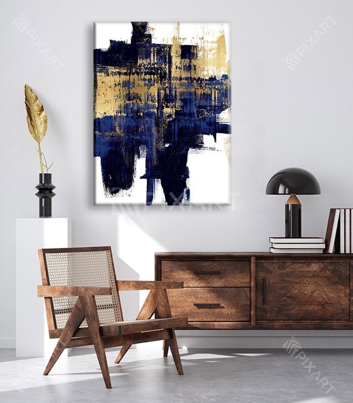 Peinture Abstraite – Blue and Gold