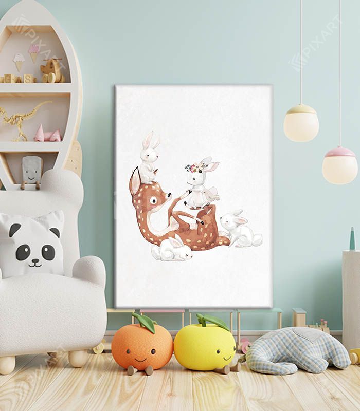 Deer and bunnies poster