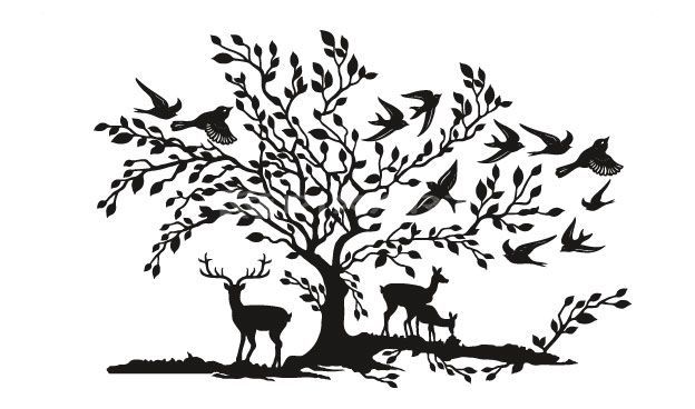 Stickers d’un arbre avec des animaux et des oiseaux #1