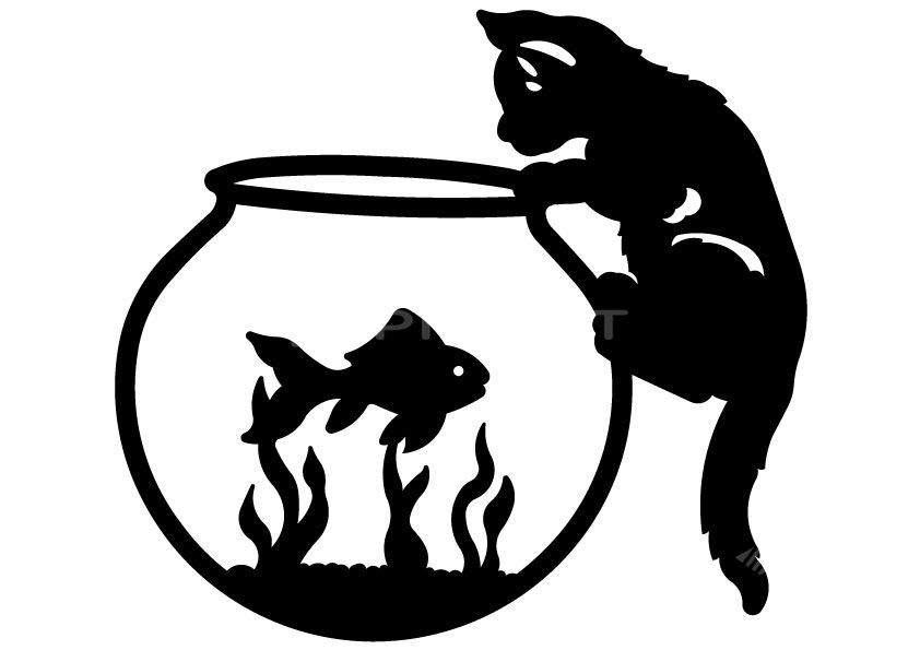 Stickers d’un chat jouant avec un poissant