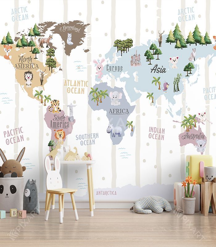 Papier peint avec la carte du monde #3
