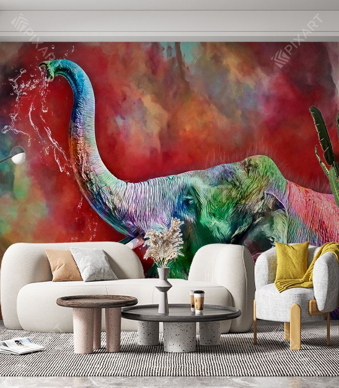 Papier peint d’un elephant colore